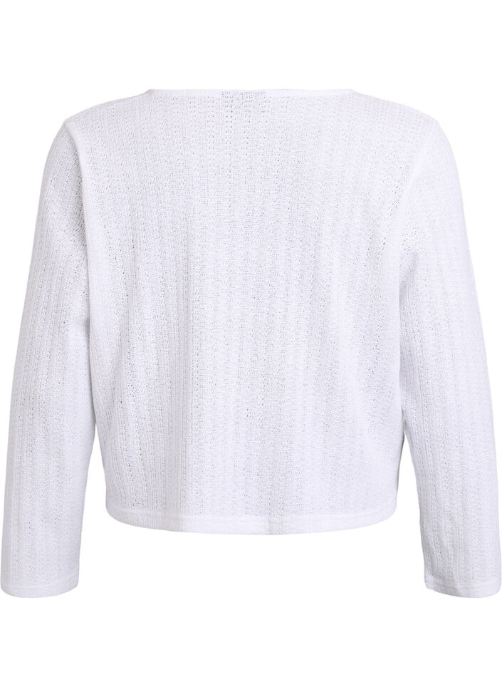 Jersey cardigan with texture and tie front, White, Packshot image number 1