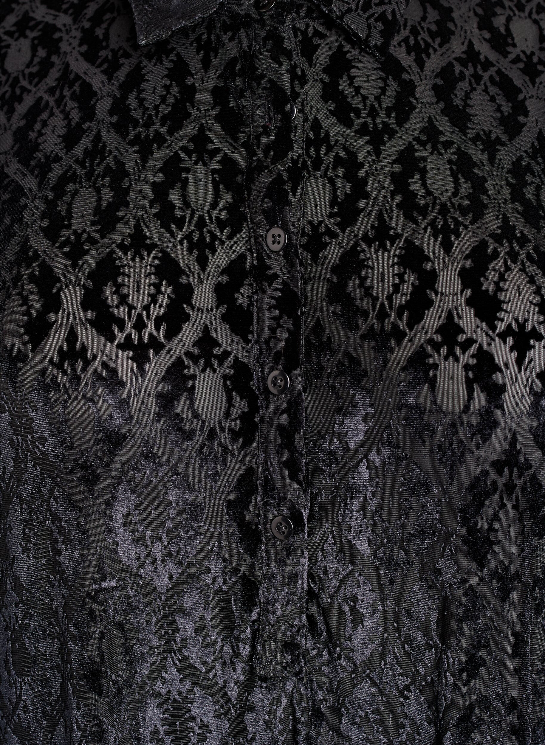 Zizzifashion Short dress with a velour pattern, Black, Packshot image number 2