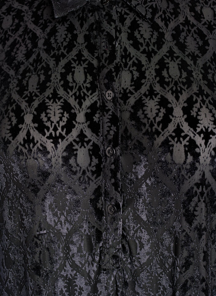 Short dress with a velour pattern, Black, Packshot image number 2