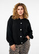 Knitted cardigan with wool and buttons, Black Solid, Model image number 0