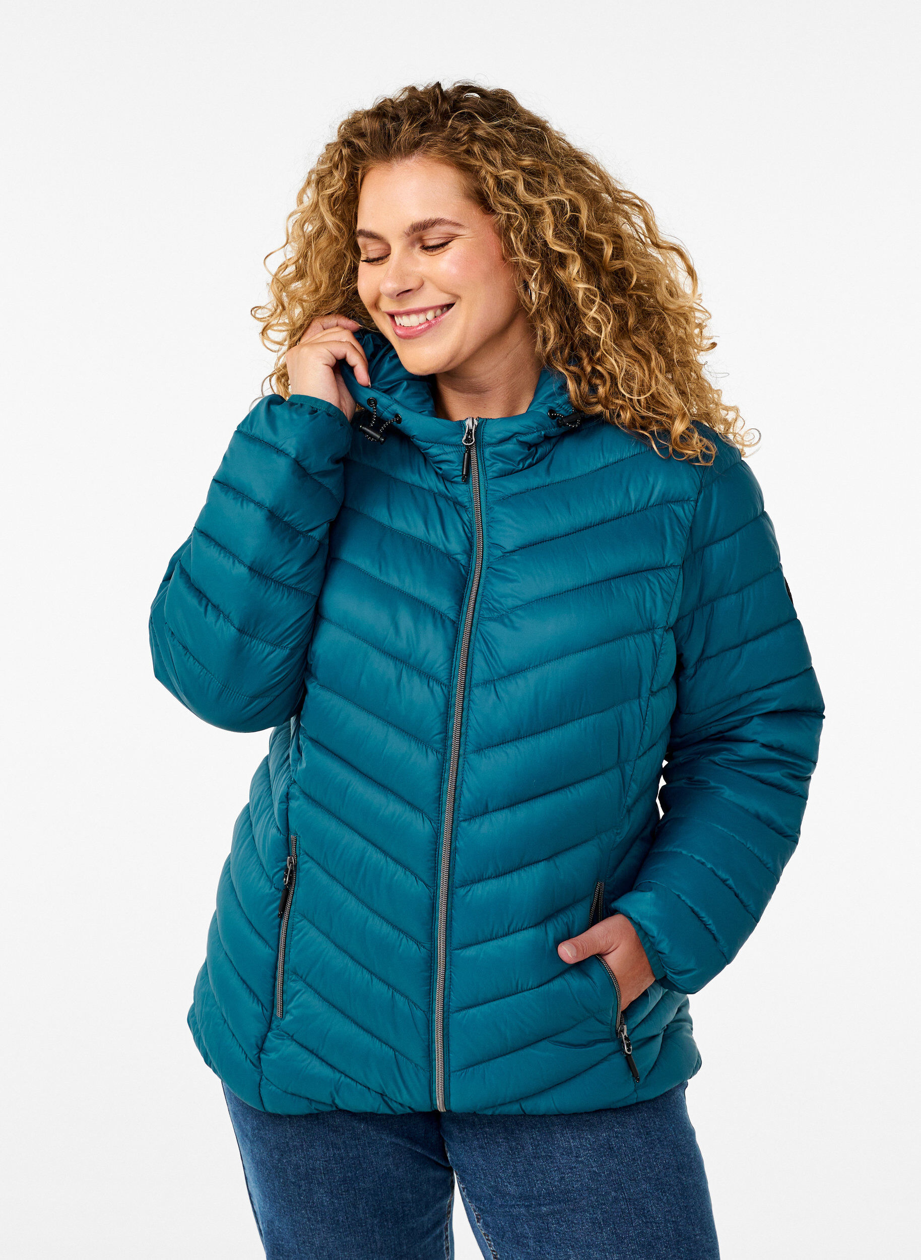 ZizzifashionLightweight jacket with hood, Petrol, Model image number 0