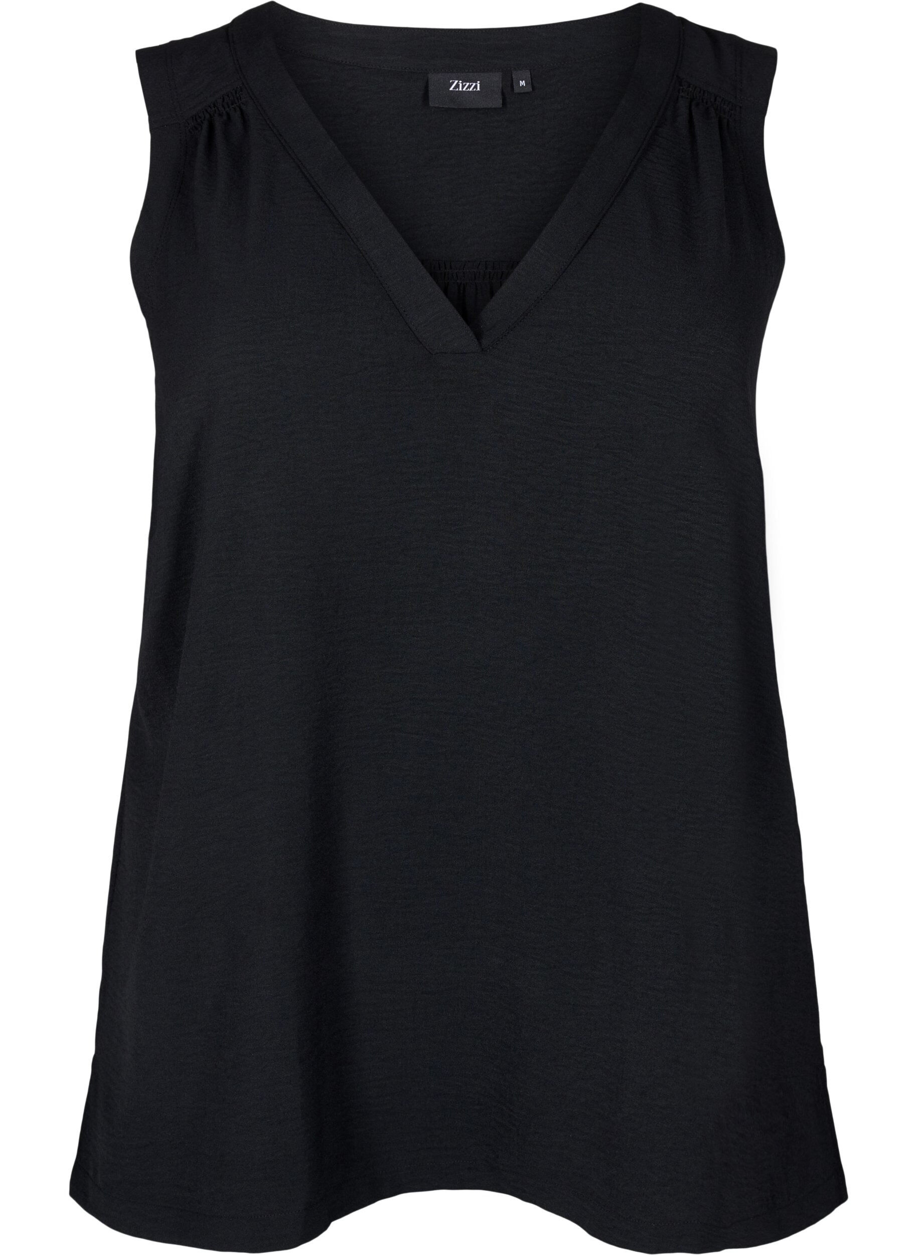 Zizzifashion Sleeveless top with wrinkle details, Black, Packshot image number 0