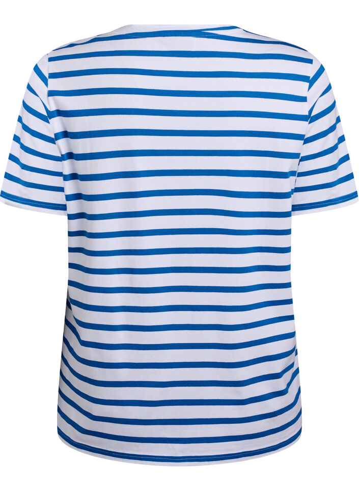 Striped T-shirt in organic cotton, Blue, Packshot image number 1