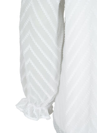 Blouse with long sleeves and frill details, Bright White, Packshot image number 3
