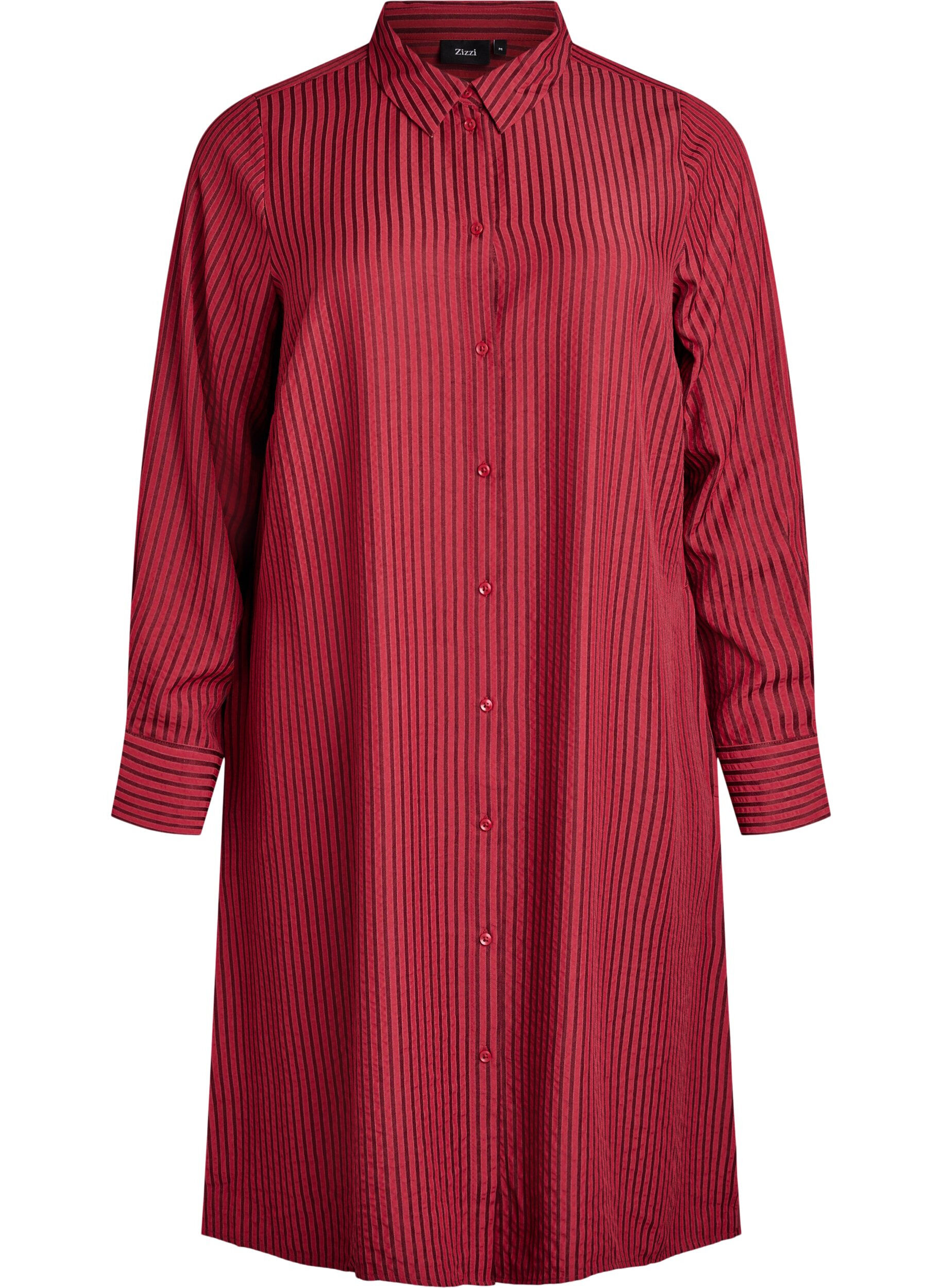Long striped shirt with button detail on the back