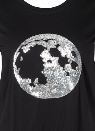Cotton t-shirt with sequins, Black, Packshot image number 2