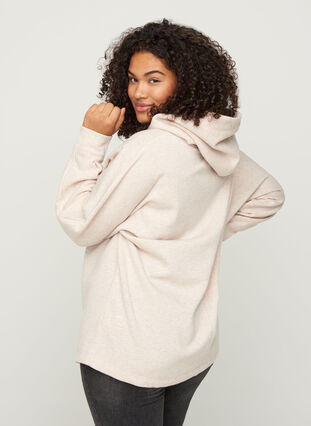 Hooded marled sweatshirt, Natural Melange, Model image number 1