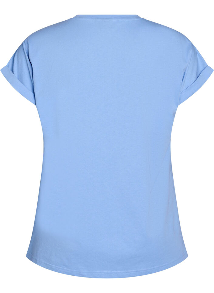 Short-sleeved cotton blend t-shirt, Light Blue, Packshot image number 1