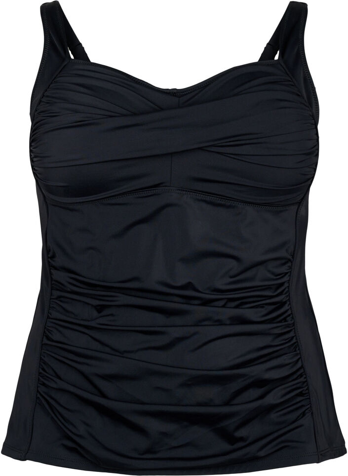 Tankini with draping, Black, Packshot image number 0