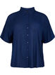 Short-sleeved viscose shirt with collar, Medieval Blue, Packshot image number 0
