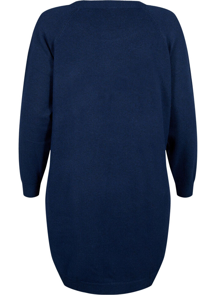 Melange knit dress with buttons, Navy Blazer Mel., Packshot image number 1