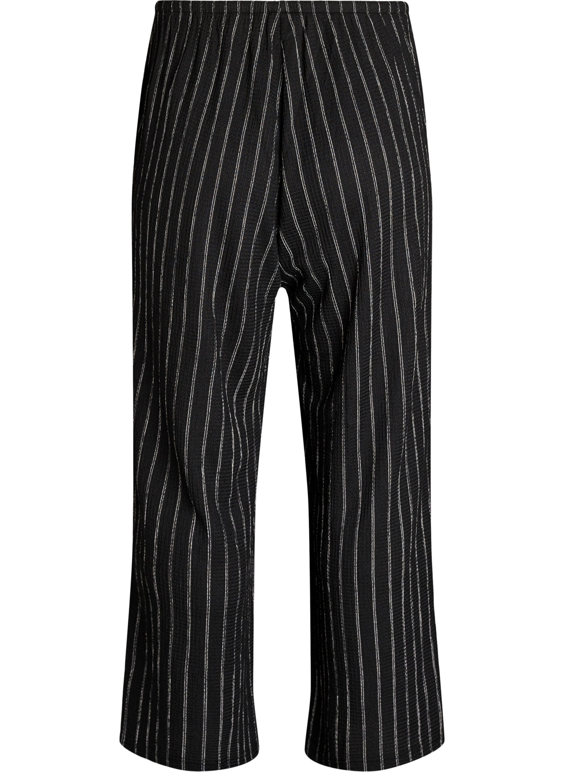 Zizzifashion Wide-leg trousers in a light textured fabric, Black, Packshot image number 1