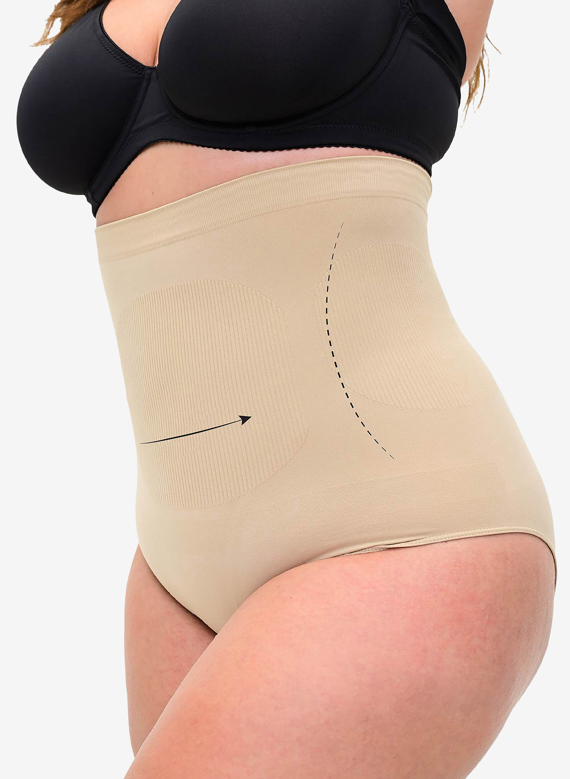 High waisted shapewear underwear, Beige, Model