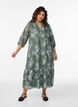 Midi dress with a floral print and sheer 3/4 sleeves, Green, Model image number 0