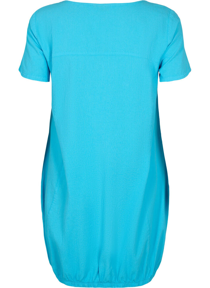 Short-sleeved cotton dress, Blue, Packshot image number 1