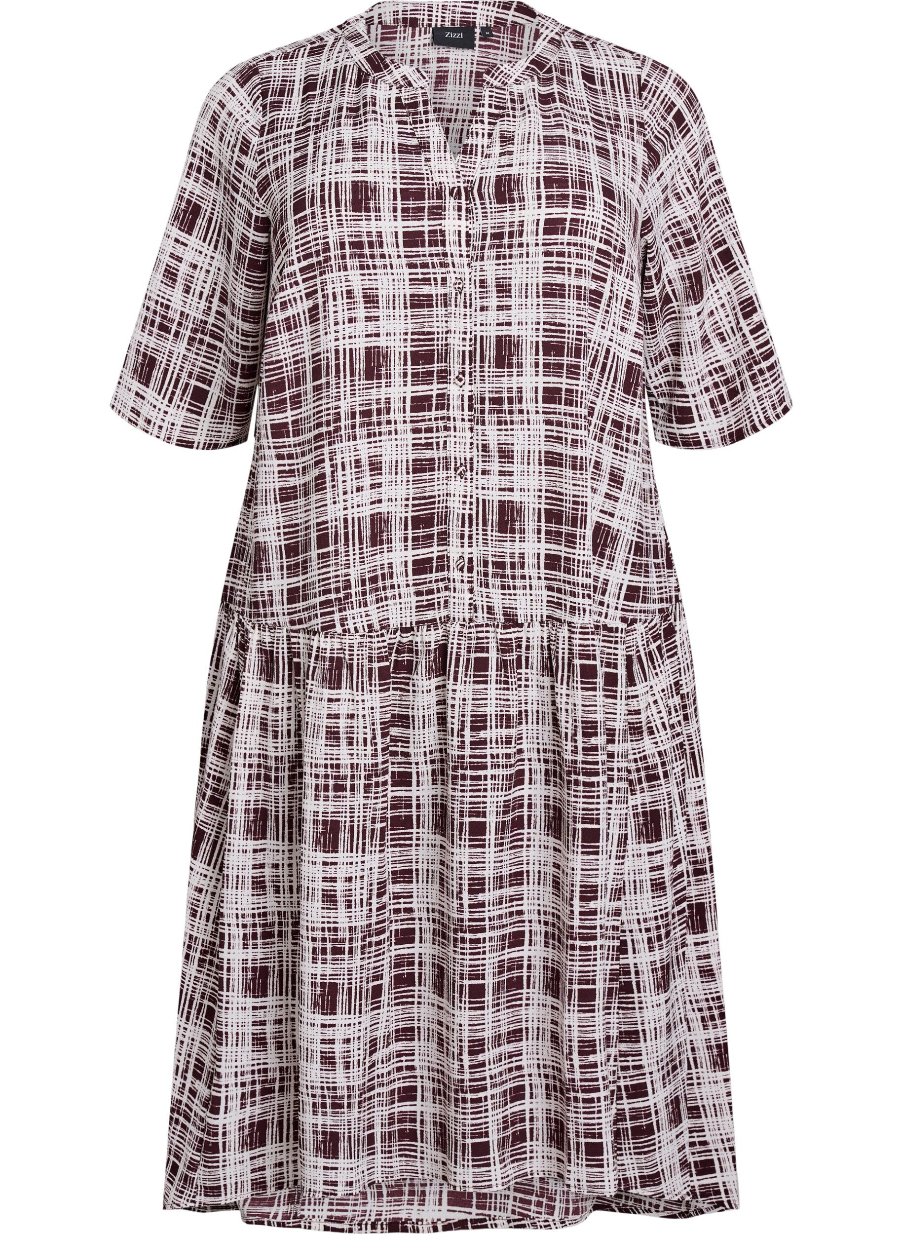 A-line midi dress with short sleeves