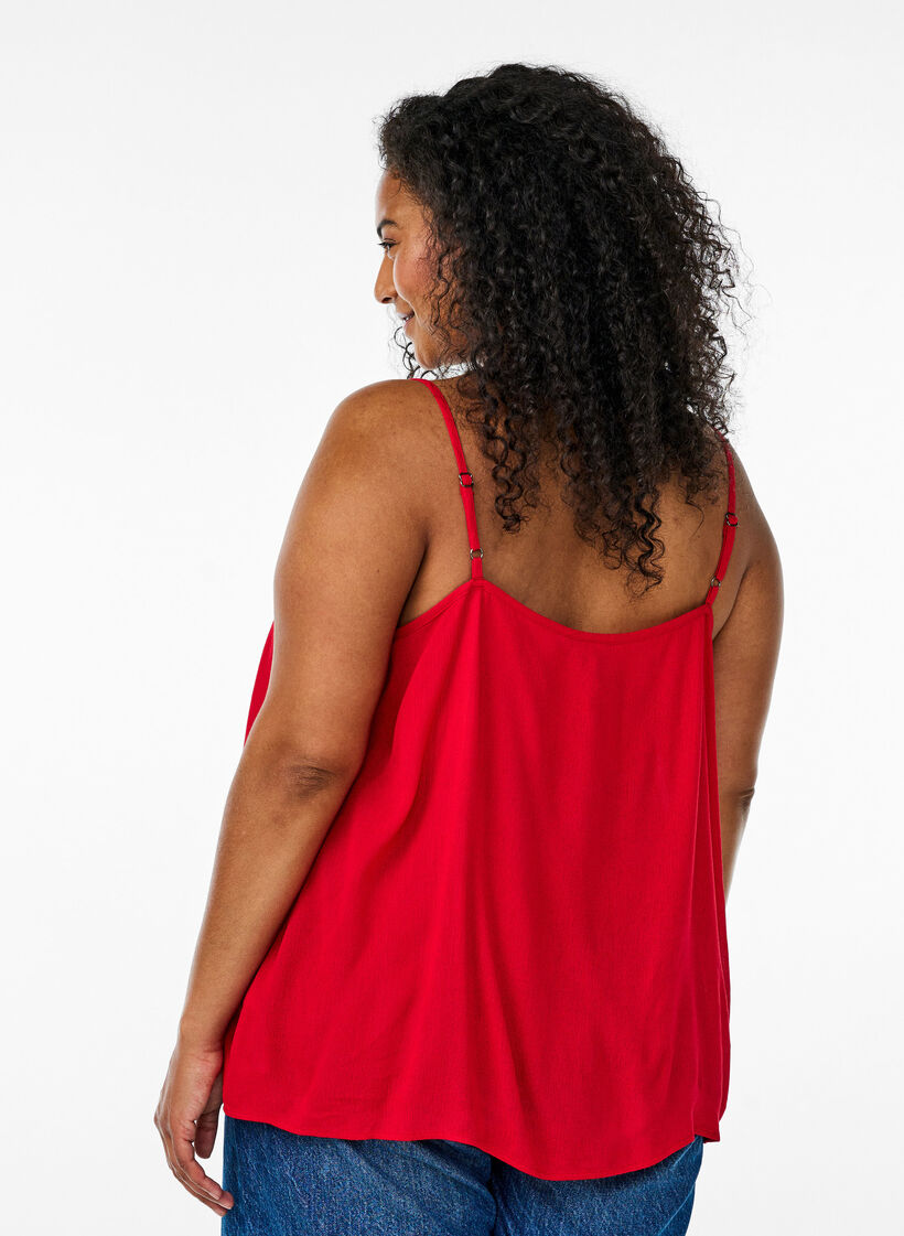 Strap top in viscose, Red, Model image number 2