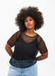 Mesh blouse with short sleeves, Black, Model image number 0