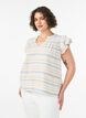 Sleeveless blouse with ruffles and patterned stripes, Vanilla, Model image number 0