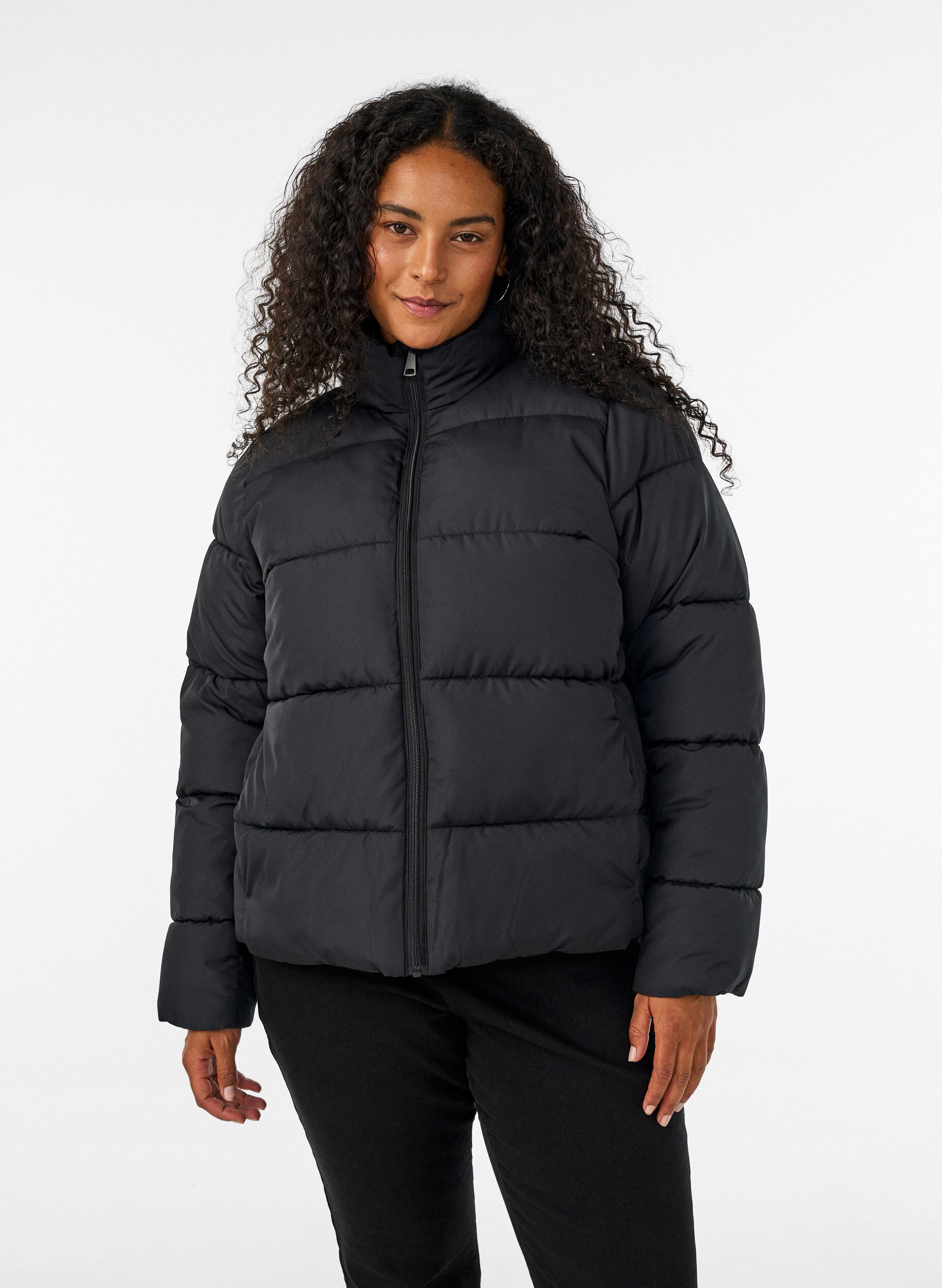 ZizzifashionShort puffer jacket with a high collar, Black, Model image number 0