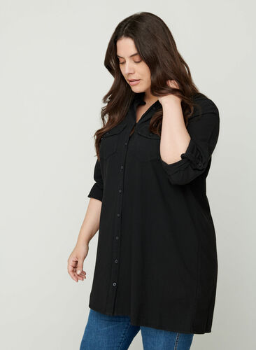 Tunic in cotton, Black, Model image number 0