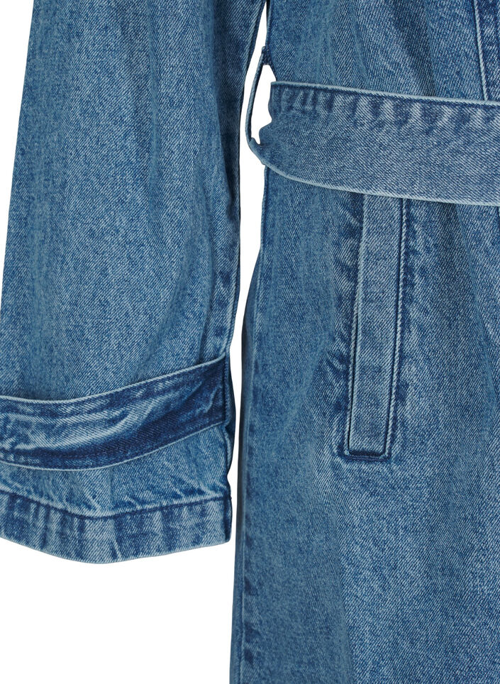Denim trench coat with belt, Blue Denim, Packshot image number 2
