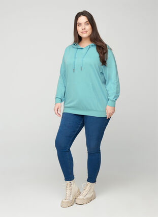 Sweatshirt with hood and pockets, Cameo Blue, Model image number 2