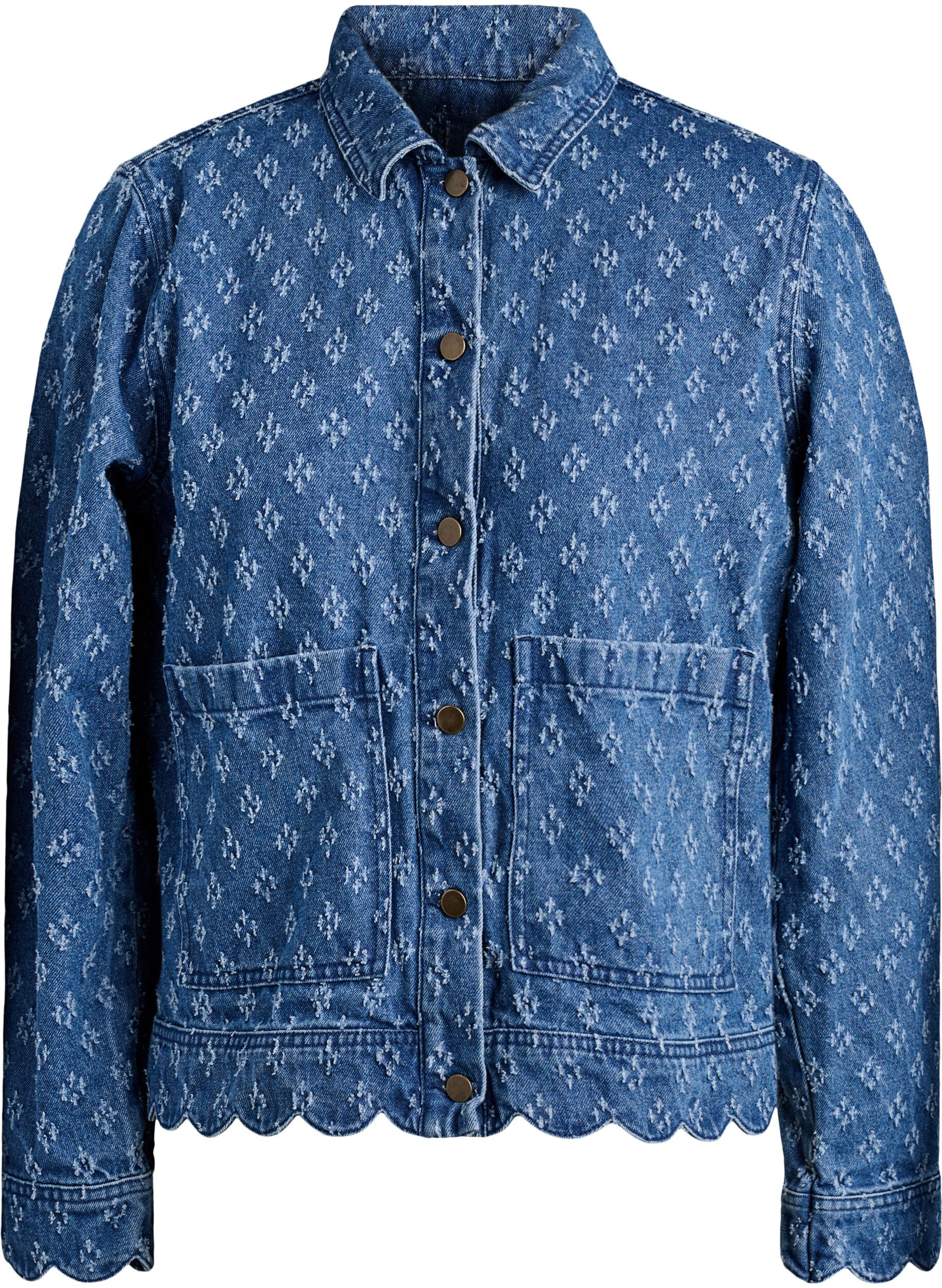 Denim jacket with a distressed pattern