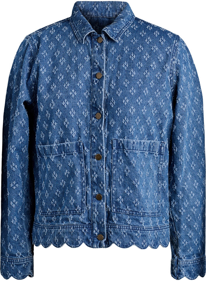 Denim jacket with a distressed pattern, Blue, Packshot image number 0