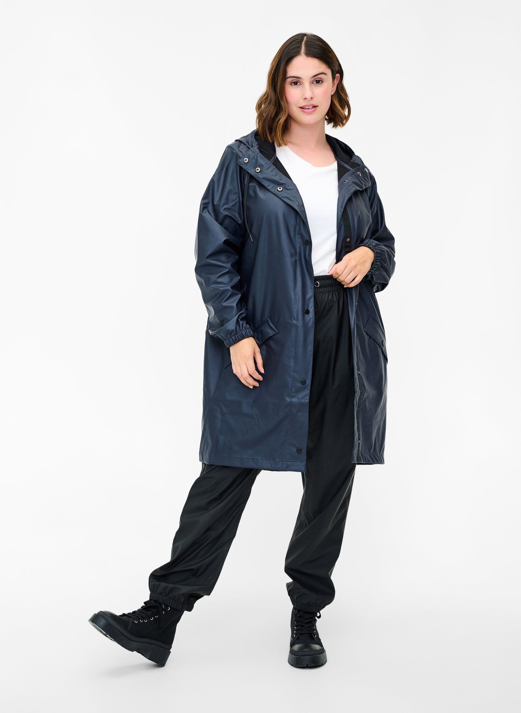 Zizzifashion Rain jacket with hood and button fastening, Night Sky, Model image number 2