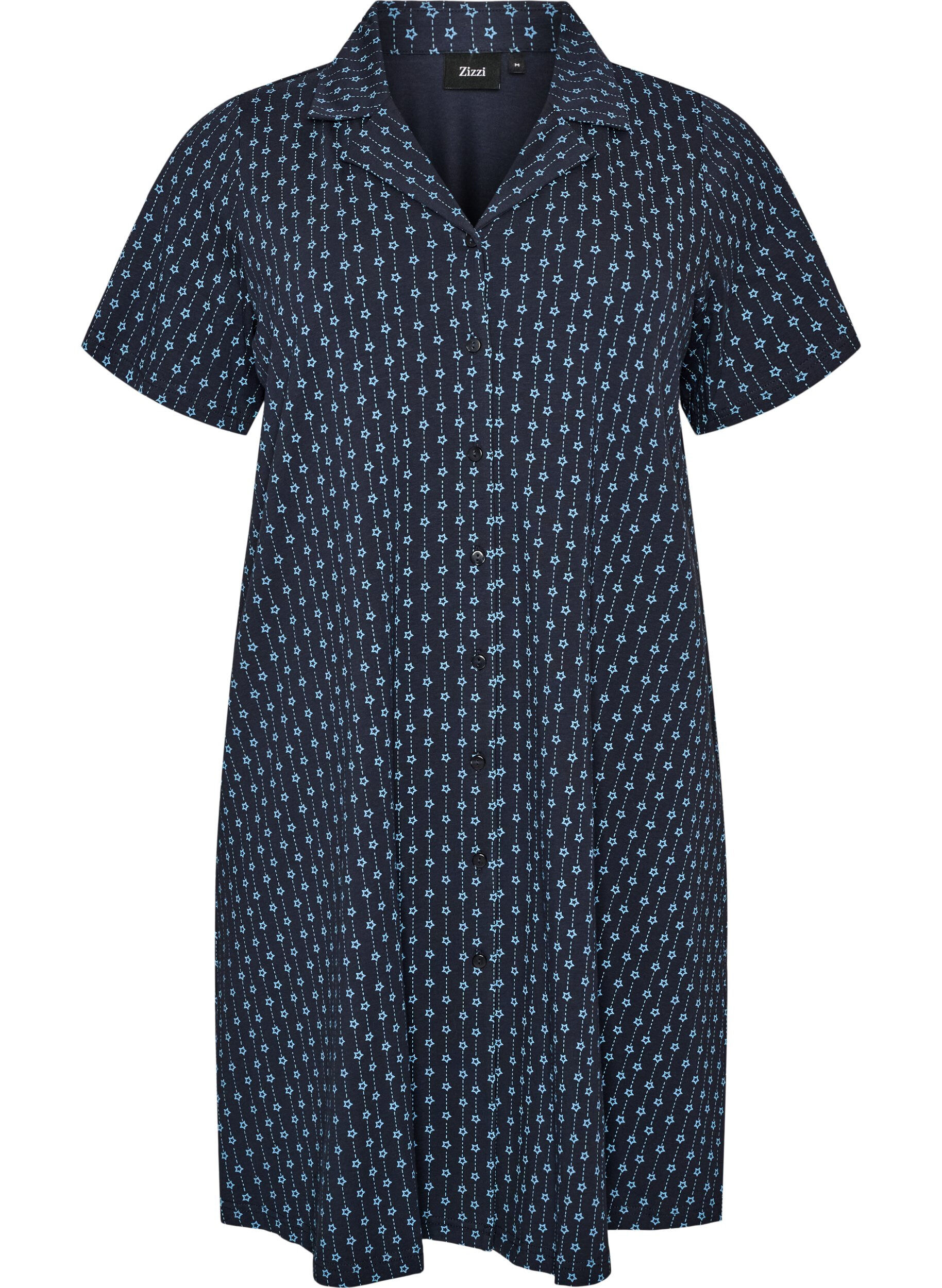 ZizzifashionCotton nightgown with button fastening, Blue, Packshot image number 0
