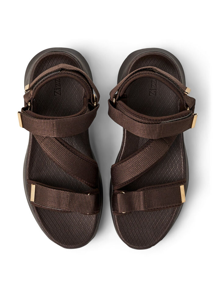 Comfortable sandal with Velcro and arch support, Brown, Packshot image number 2