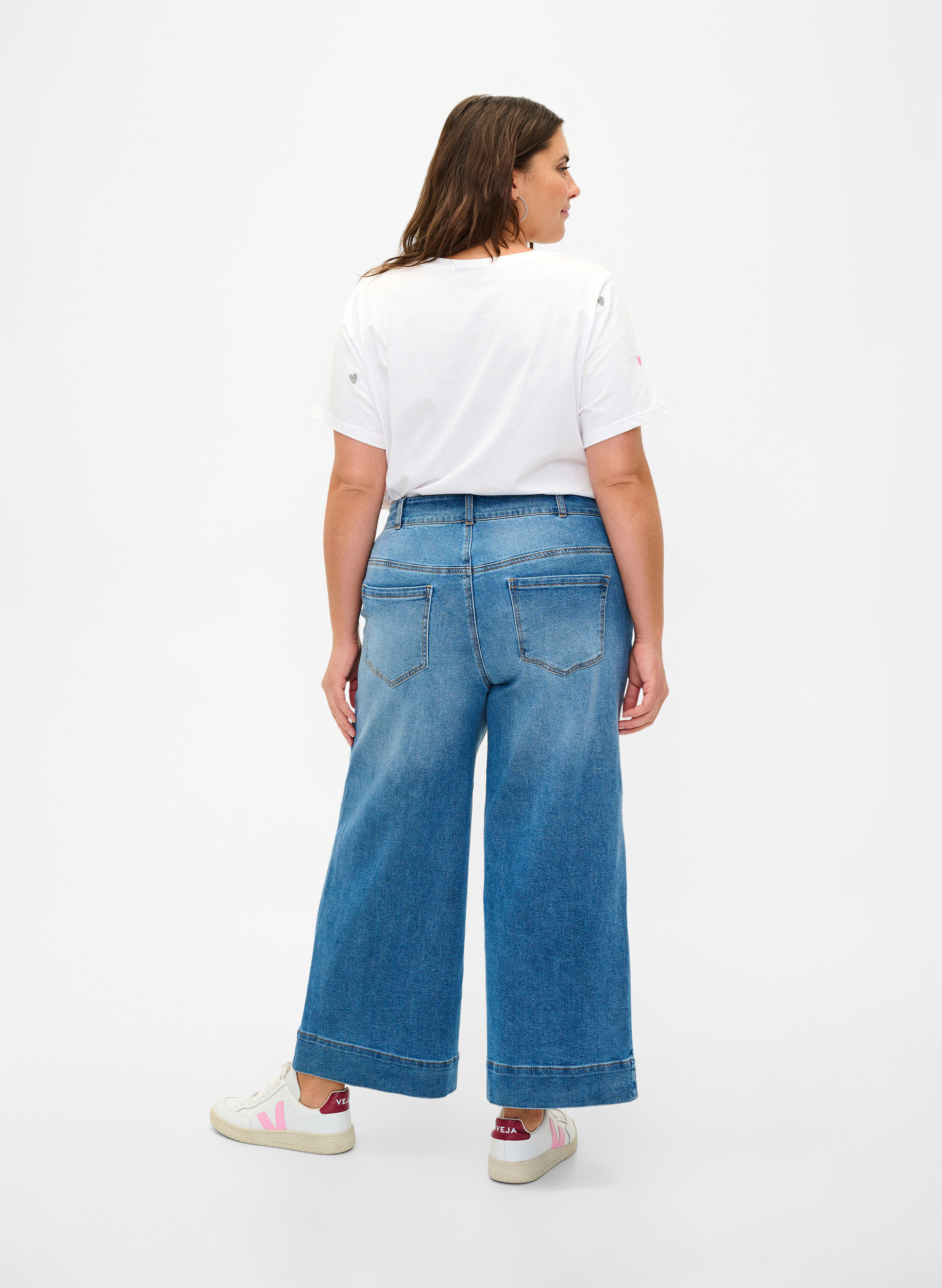 Zizzifashion Cropped jeans with flare, Blue, Model image number 1