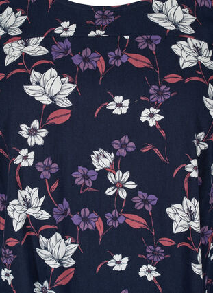 Short-sleeved, printed cotton dress, Night Sky w Flower, Packshot image number 2