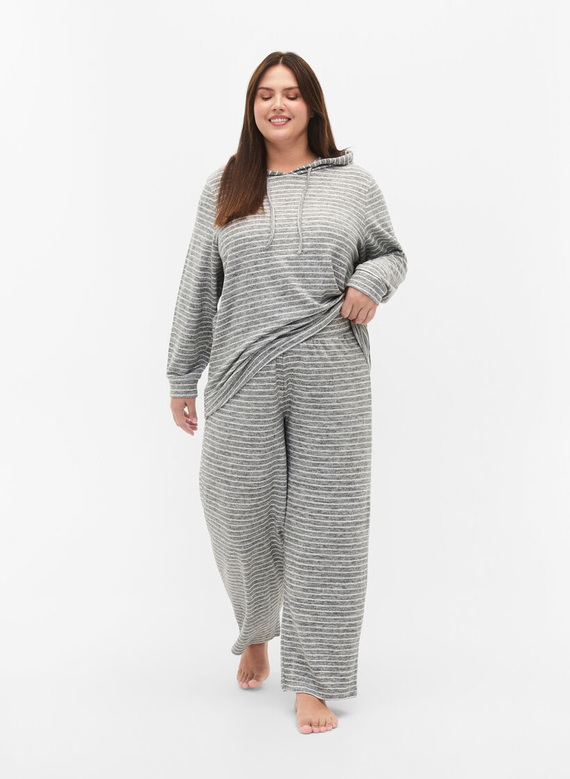 Loose hoodie with stripes, DGM Stripe, Model image number 3