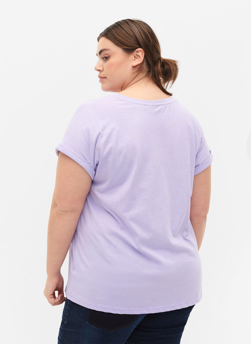 Short-sleeved t-shirt in a cotton blend, Purple, Model image number 2