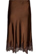 Midi satin skirt with lace trim, Brown, Packshot image number 1