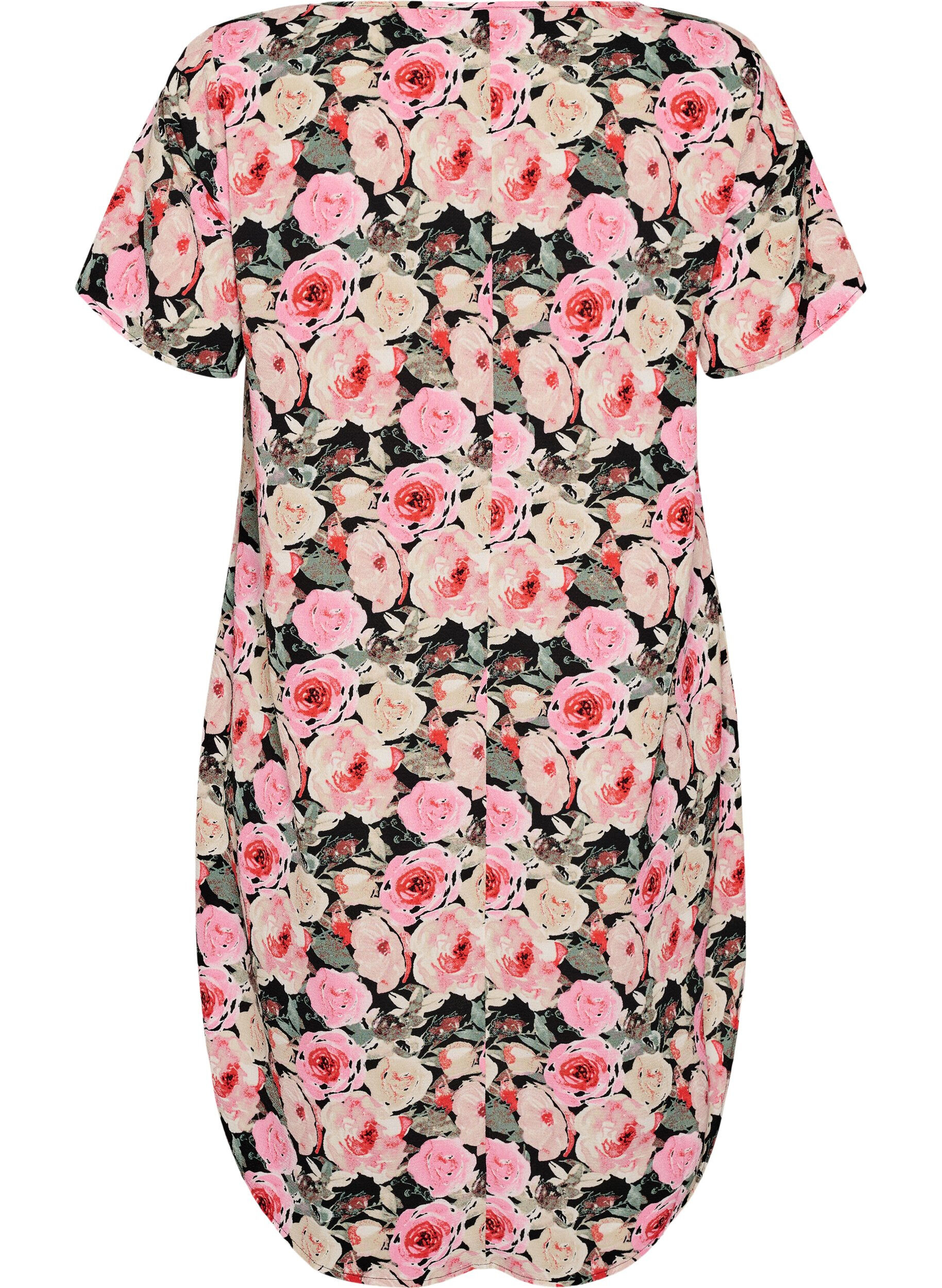 Zizzifashion Dress with print and short sleeves, Rose, Packshot image number 1
