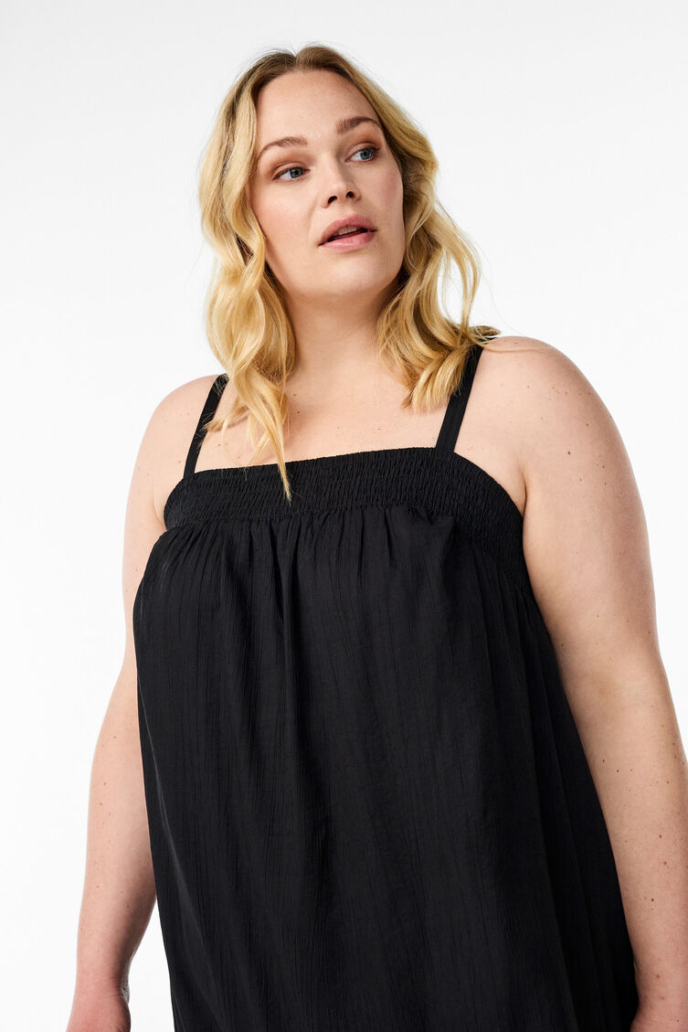 Midi slip dress in viscose, Black, Model image number 3