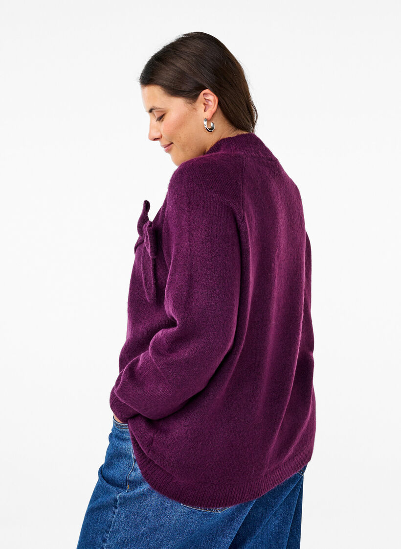 Knitted blouse with bow detail, Potent P. Black Mel., Model image number 1