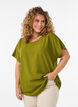 Blouse with short sleeves and a round neckline, Green, Model image number 0
