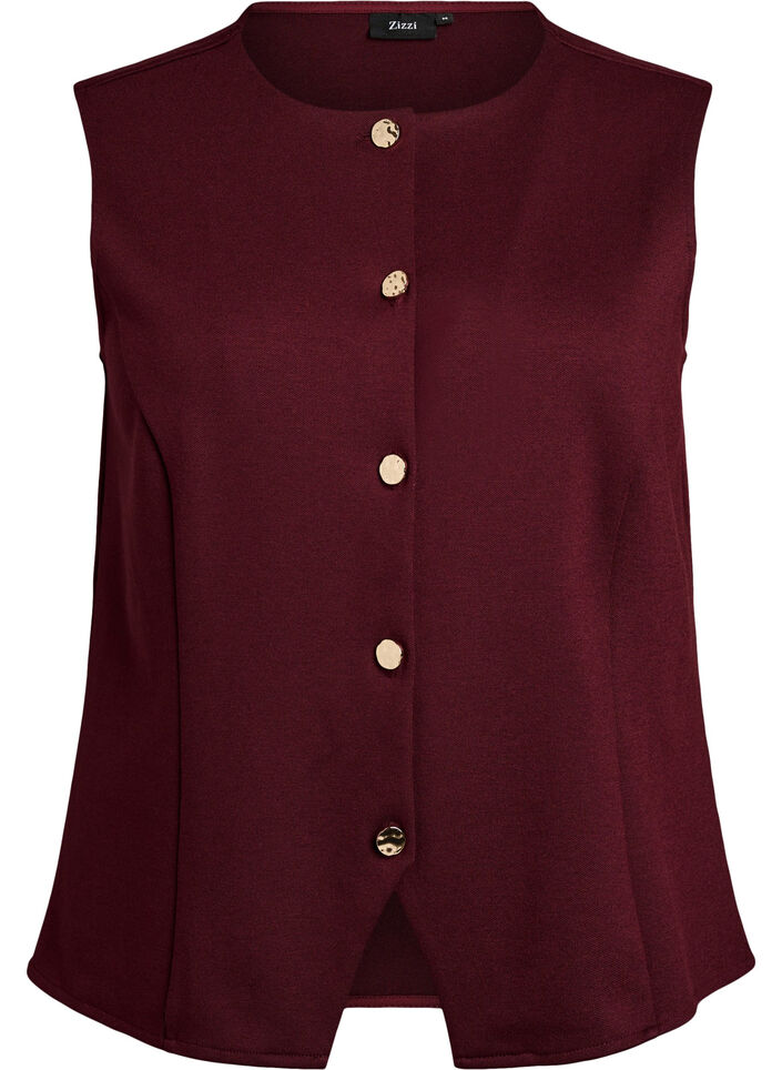 Sleeveless blouse with decorative buttons, Red, Packshot image number 0
