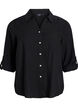 Shirt in linen and viscose with 3/4 sleeves, Black, Packshot image number 0