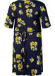 Wrap dress in viscose with short sleeves, Night Sky AOP Flower, Packshot image number 1