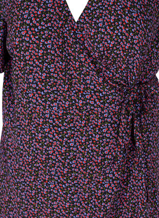 Short-sleeved wrap dress, Cobolt Blue Flower, Packshot image number 2