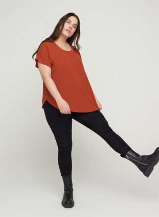 Blouse with short sleeves and a round neckline, Arabian Spice, Model image number 2