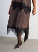 Midi skirt with lace trim and check pattern, Brown, Model image number 2
