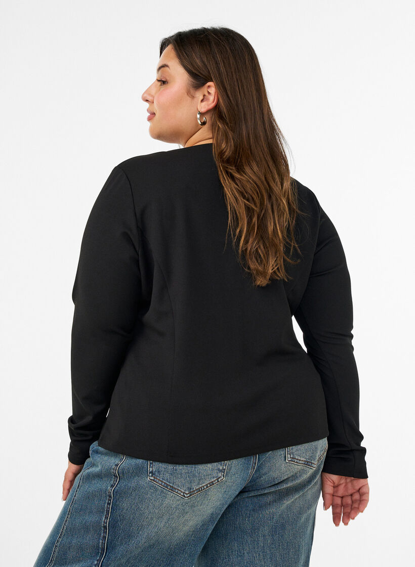 Fitted cardigan with knot fastenings, Black, Model image number 2