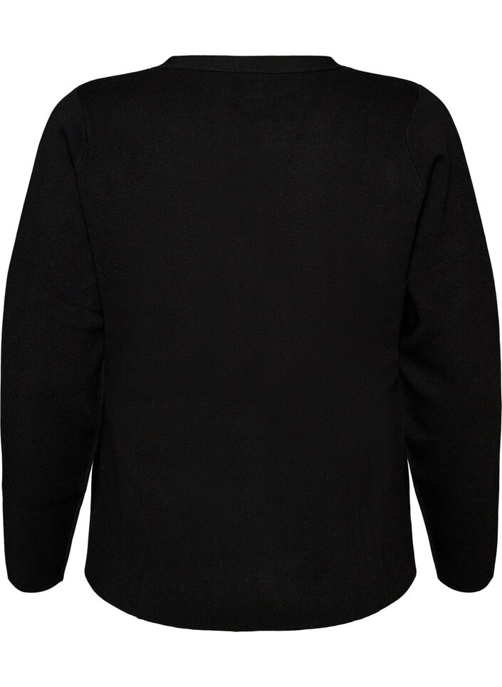 Fine-knit cardigan with decorative buttons, Black, Packshot image number 1