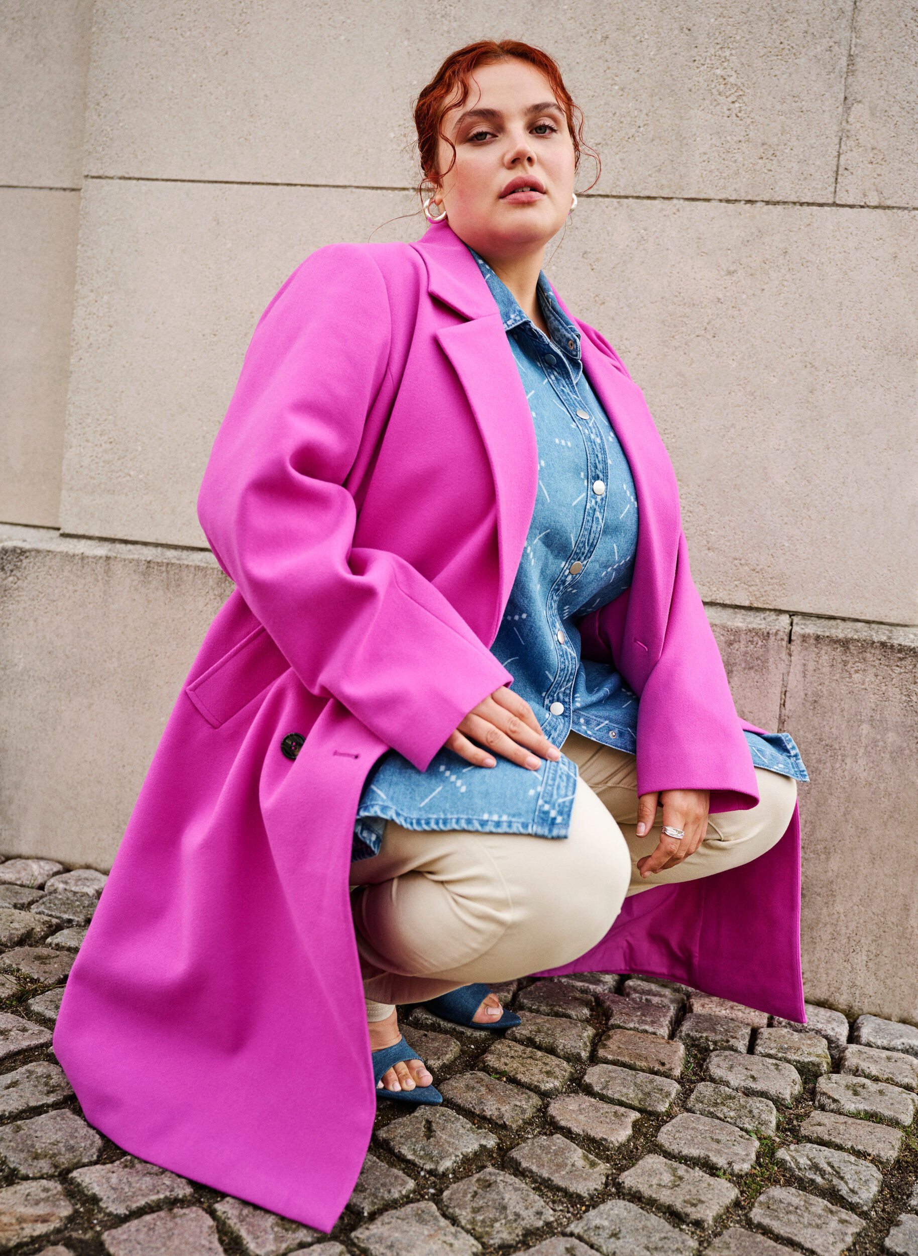 Zizzifashion Coat with double-breasted button closure, Purple Orchid, Image image number 0